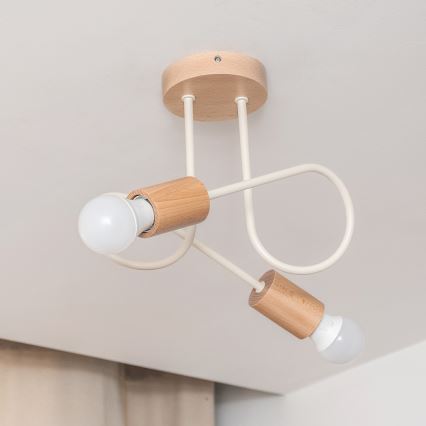 Prigludęs lubų šviestuvas OXFORD 2xE27/15W/230V pušis/kreminė