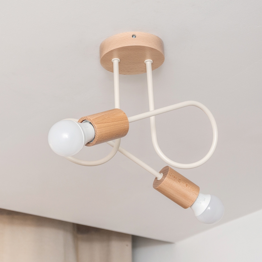 Prigludęs lubų šviestuvas OXFORD 2xE27/15W/230V pušis/kreminė