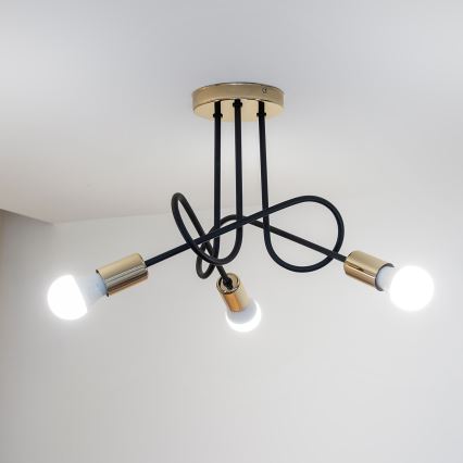Prigludęs lubų šviestuvas OXFORD 3xE27/15W/230V auksinė/juoda