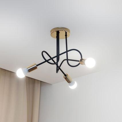 Prigludęs lubų šviestuvas OXFORD 3xE27/15W/230V auksinė/juoda