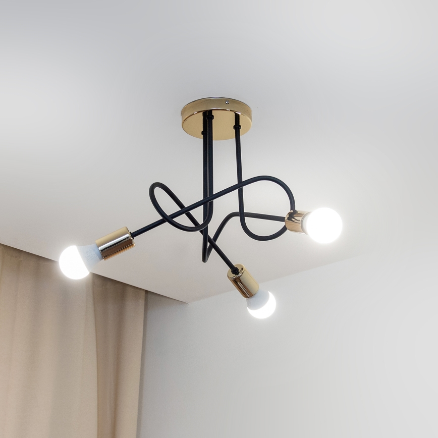 Prigludęs lubų šviestuvas OXFORD 3xE27/15W/230V auksinė/juoda