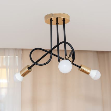 Prigludęs lubų šviestuvas OXFORD 3xE27/15W/230V auksinė/juoda