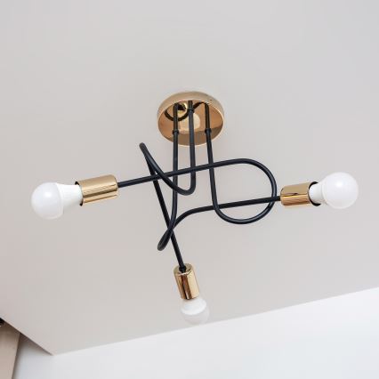 Prigludęs lubų šviestuvas OXFORD 3xE27/15W/230V auksinė/juoda