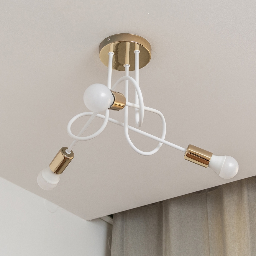 Prigludęs lubų šviestuvas OXFORD 3xE27/15W/230V auksinis/baltas