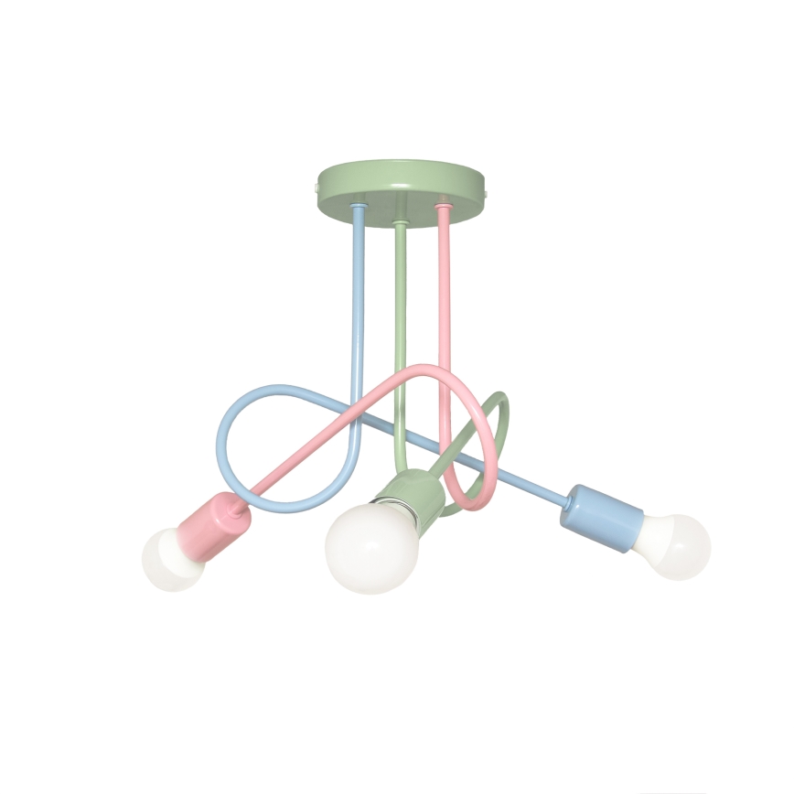 Prigludęs lubų šviestuvas OXFORD 3xE27/15W/230V žalia/rožinė/mėlyna