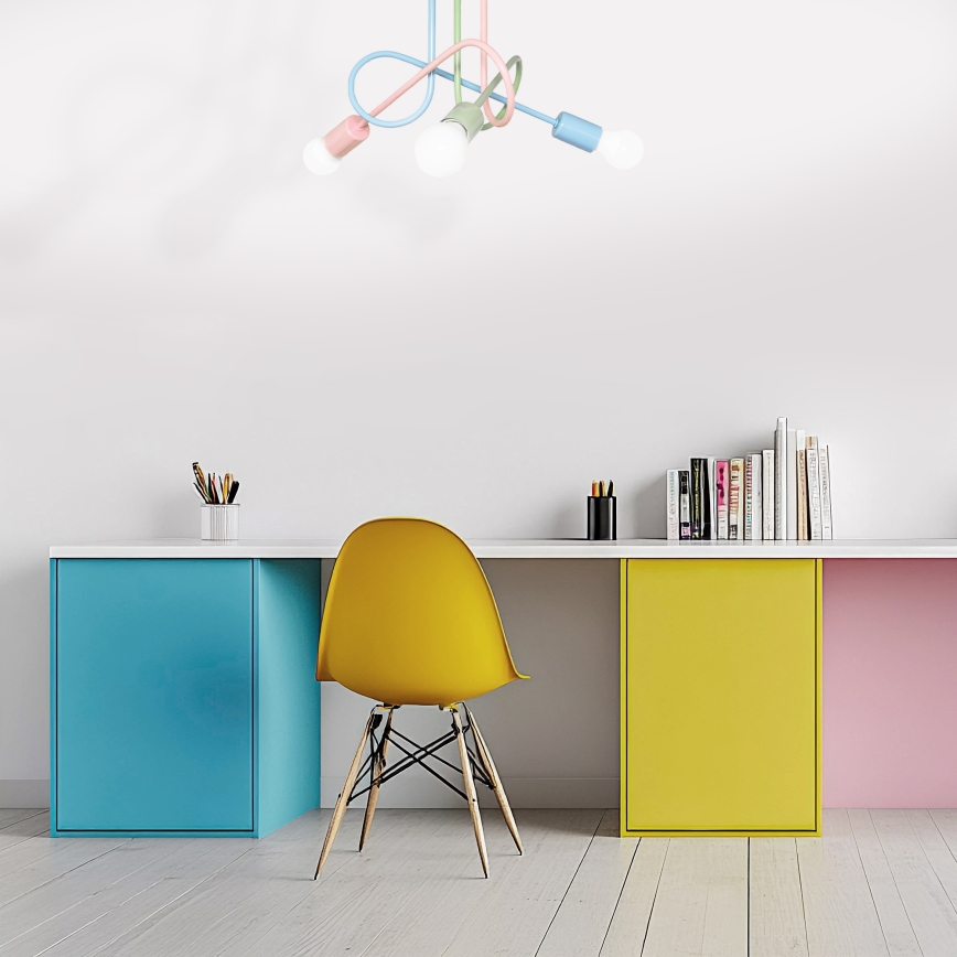 Prigludęs lubų šviestuvas OXFORD 3xE27/15W/230V žalia/rožinė/mėlyna