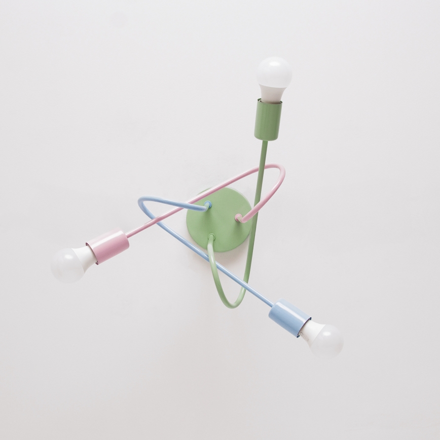 Prigludęs lubų šviestuvas OXFORD 3xE27/15W/230V žalia/rožinė/mėlyna