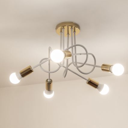 Prigludęs lubų šviestuvas OXFORD 5xE27/15W/230V auksinis/baltas