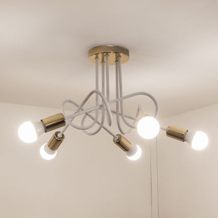 Prigludęs lubų šviestuvas OXFORD 5xE27/15W/230V auksinis/baltas