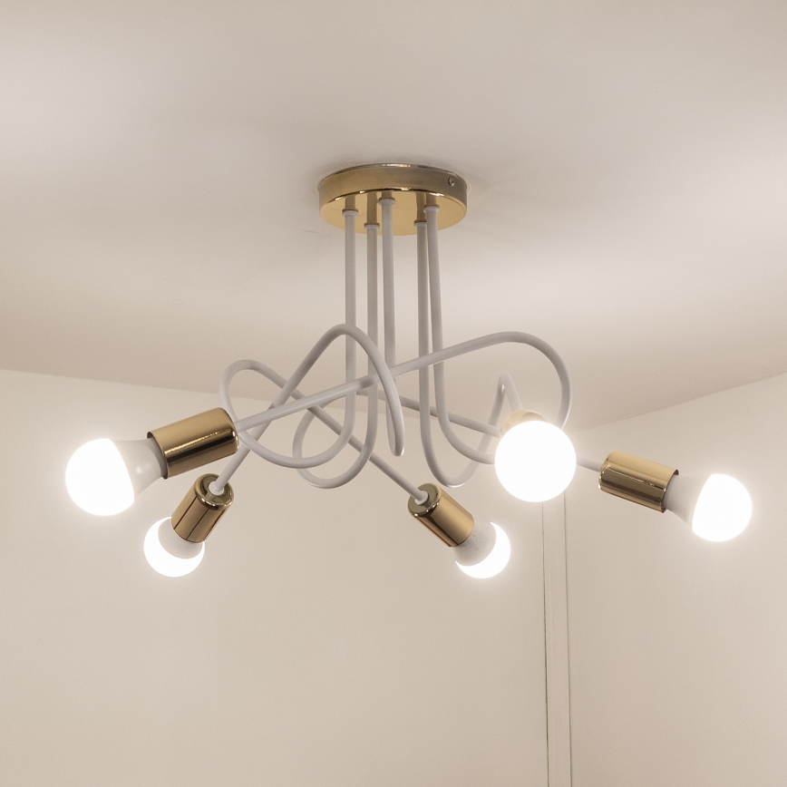 Prigludęs lubų šviestuvas OXFORD 5xE27/15W/230V auksinis/baltas