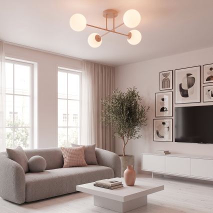 Prigludęs lubų šviestuvas ROMA 4xE14/10W/230V rožinis