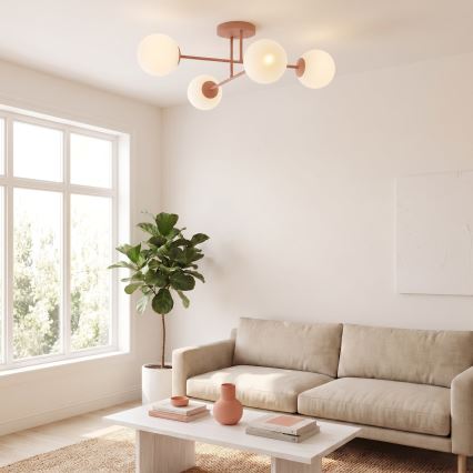 Prigludęs lubų šviestuvas ROMA 4xE14/10W/230V rožinis