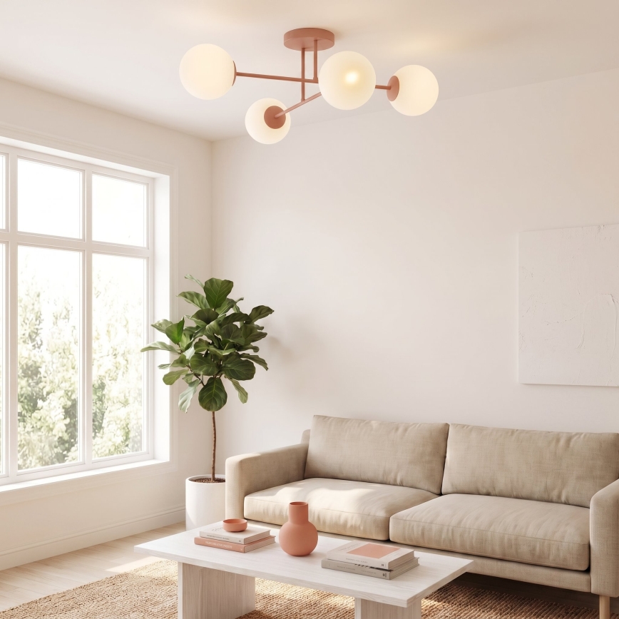 Prigludęs lubų šviestuvas ROMA 4xE14/10W/230V rožinis