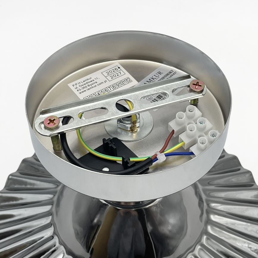 Prigludęs lubų šviestuvas TRISH 1xE27/15W/230V blizgus chromas/dūminė juoda