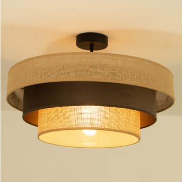 Prigludęs lubų šviestuvas WENTA 1xE27/60W/230V skersmuo 50 cm džiutas/ruda