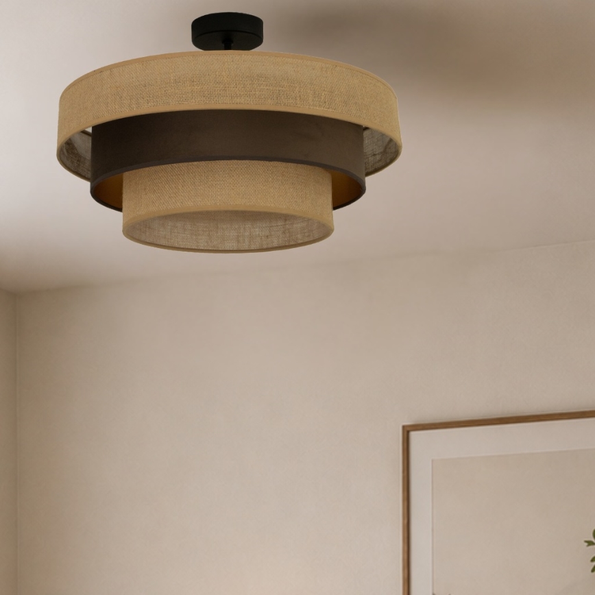 Prigludęs lubų šviestuvas WENTA 1xE27/60W/230V skersmuo 50 cm džiutas/ruda