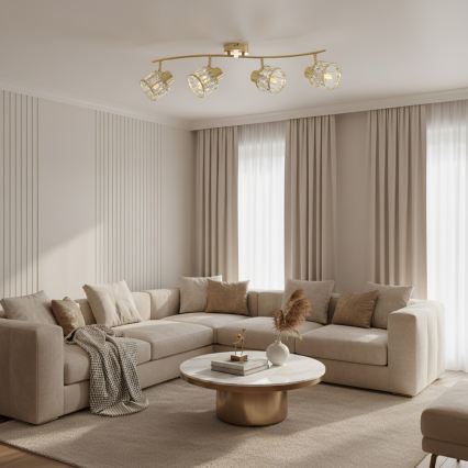 Prigludęs lubų šviestuvas ZAHARA 4xE27/10W/230V, auksinis