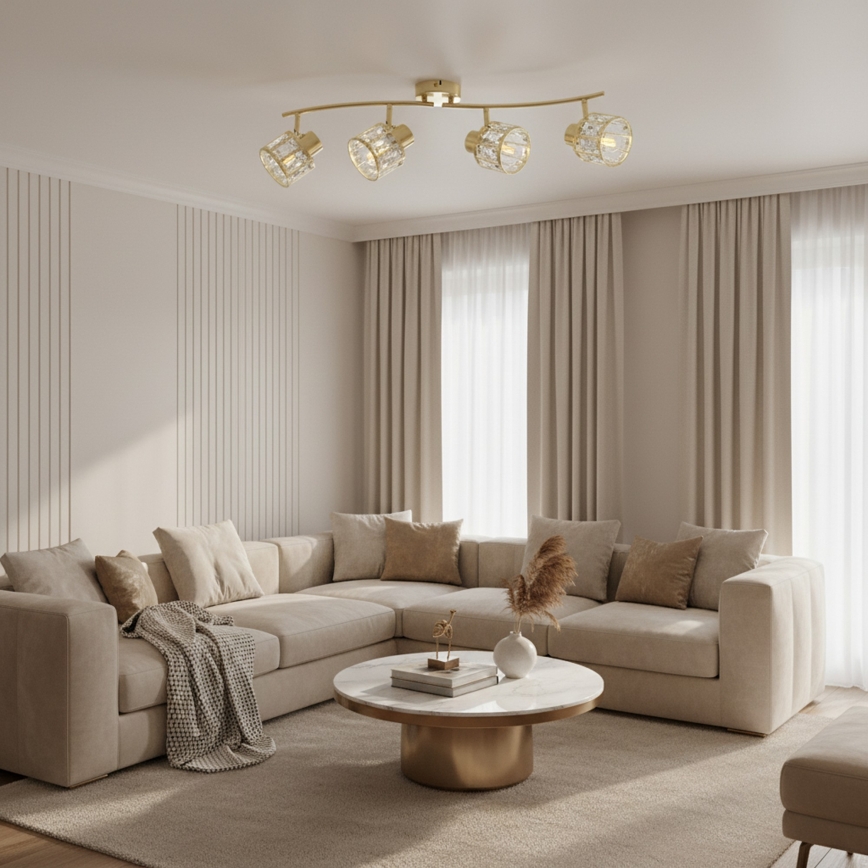 Prigludęs lubų šviestuvas ZAHARA 4xE27/10W/230V, auksinis