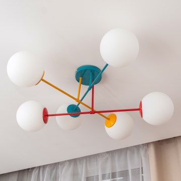 Prigludęs prie lubų šviestuvas MOON 6xE27/15W/230V turkio/geltonos/raudonos spalvos