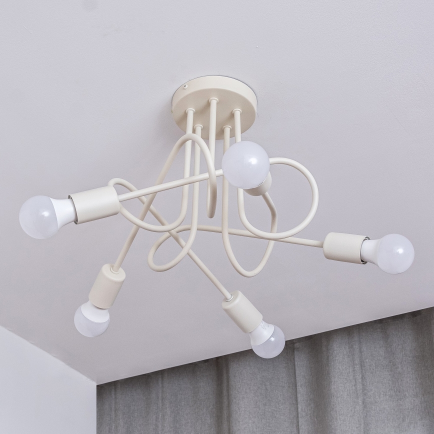 Prigludęs prie lubų šviestuvas OXFORD 5xE27/15W/230V kreminės spalvos