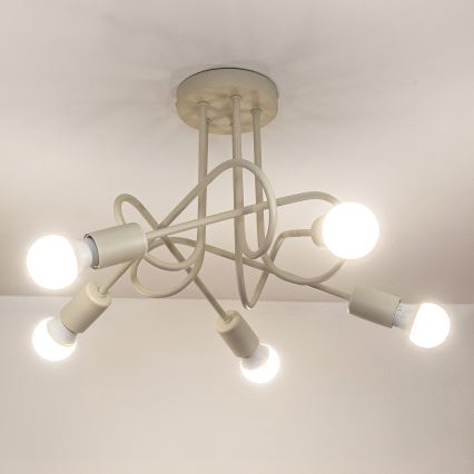 Prigludęs prie lubų šviestuvas OXFORD 5xE27/15W/230V kreminės spalvos