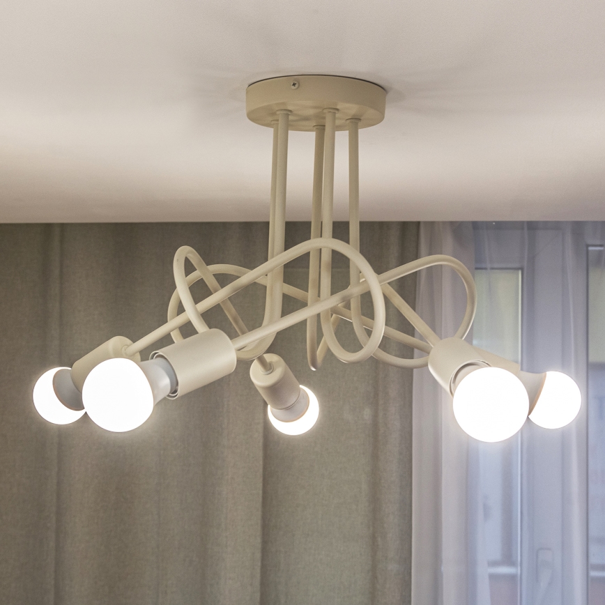 Prigludęs prie lubų šviestuvas OXFORD 5xE27/15W/230V kreminės spalvos