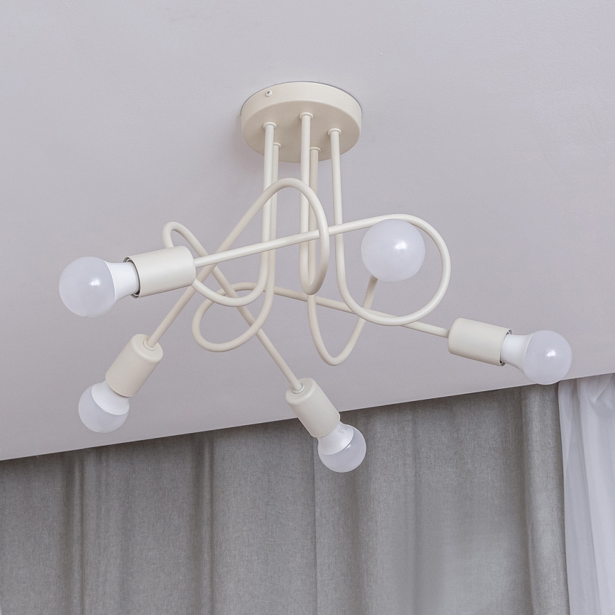 Prigludęs prie lubų šviestuvas OXFORD 5xE27/15W/230V kreminės spalvos