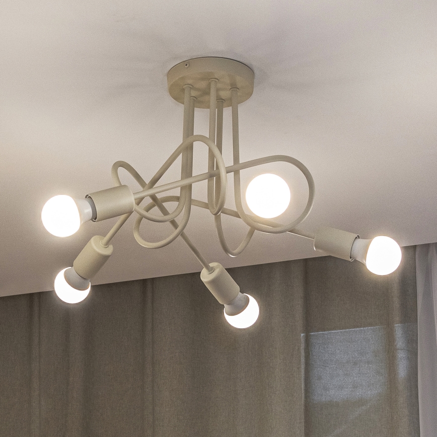Prigludęs prie lubų šviestuvas OXFORD 5xE27/15W/230V kreminės spalvos