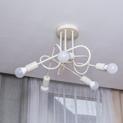 Prigludęs prie lubų šviestuvas OXFORD 5xE27/15W/230V kreminės spalvos