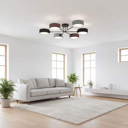 Prigludęs šviestuvas MAGA 6xE14/10W/230V juodas/rudas/pilkas