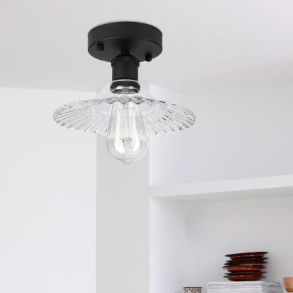 Prigludęs šviestuvas TRISH 1xE27/15W/230V juodas/skaidrus