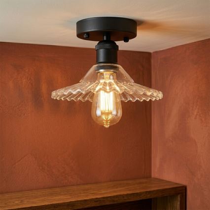 Prigludęs šviestuvas TRISH 1xE27/15W/230V juodas/skaidrus