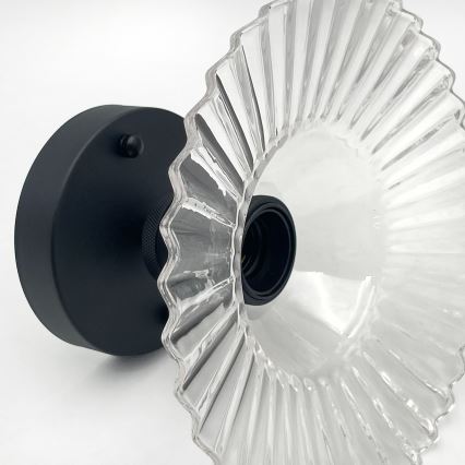 Prigludęs šviestuvas TRISH 1xE27/15W/230V juodas/skaidrus