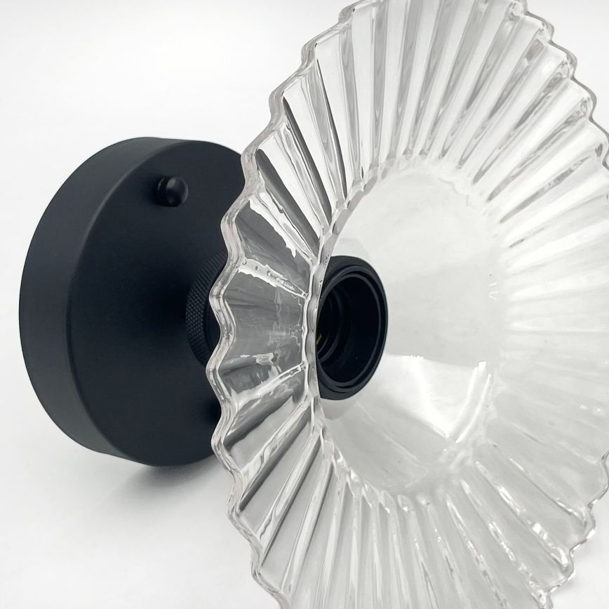 Prigludęs šviestuvas TRISH 1xE27/15W/230V juodas/skaidrus