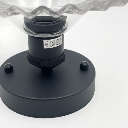 Prigludęs šviestuvas TRISH 1xE27/15W/230V juodas/skaidrus