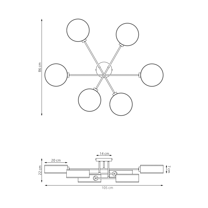 Prigludusi liustra MAGA 6xE14/10W/230V smėlio spalvos