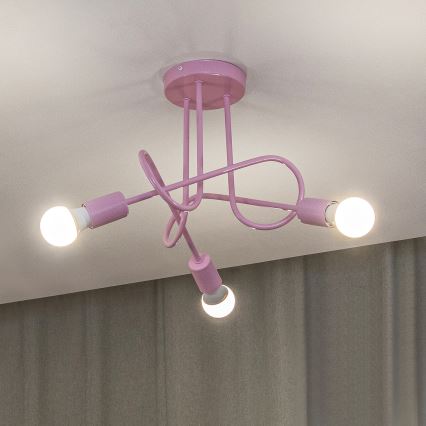 Prigludusi liustra OXFORD 3xE27/15W/230V rožinė