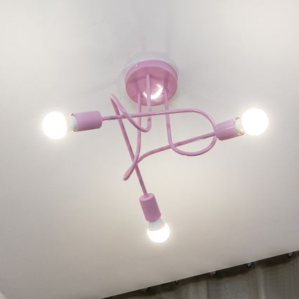 Prigludusi liustra OXFORD 3xE27/15W/230V rožinė