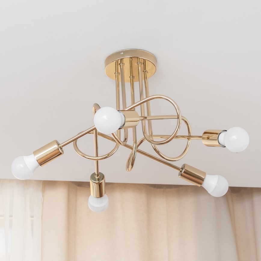 Prigludusi liustra OXFORD 5xE27/15W/230V auksinė