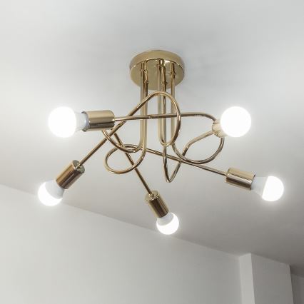 Prigludusi liustra OXFORD 5xE27/15W/230V auksinė