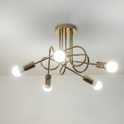 Prigludusi liustra OXFORD 5xE27/15W/230V auksinė