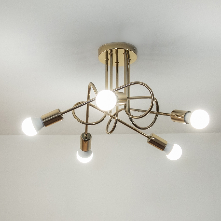 Prigludusi liustra OXFORD 5xE27/15W/230V auksinė