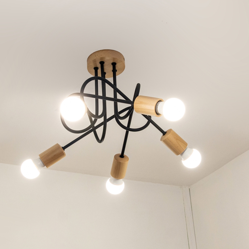 Prigludusi liustra OXFORD 5xE27/15W/230V pušis/juoda