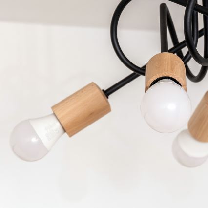 Prigludusi liustra OXFORD 5xE27/15W/230V pušis/juoda
