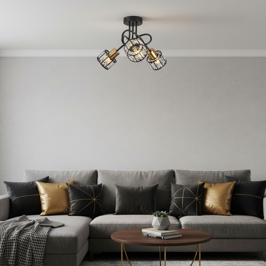 Prigludusi liustra ZAHARA 3xE27/10W/230V juoda