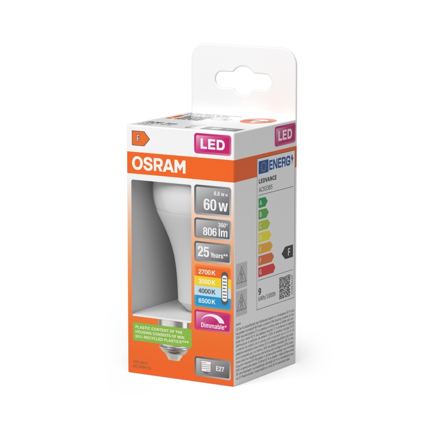 Pritemdoma LED lemputė CLASSIC A60 E27/8,8W/230V 2700/3000/4000/6500K - Osram