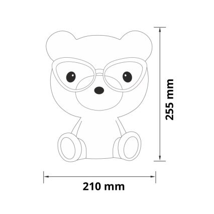 Pritemdoma vaikiška LED naktinė lemputė LED/2.5W meška, rožinė