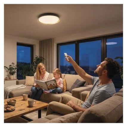 Dimeriuojamas LED lubinis šviestuvas ILVI LED/30W/230V 2700-6500K skersmuo 40 cm juoda/žalvaris + nuotolinis valdymas