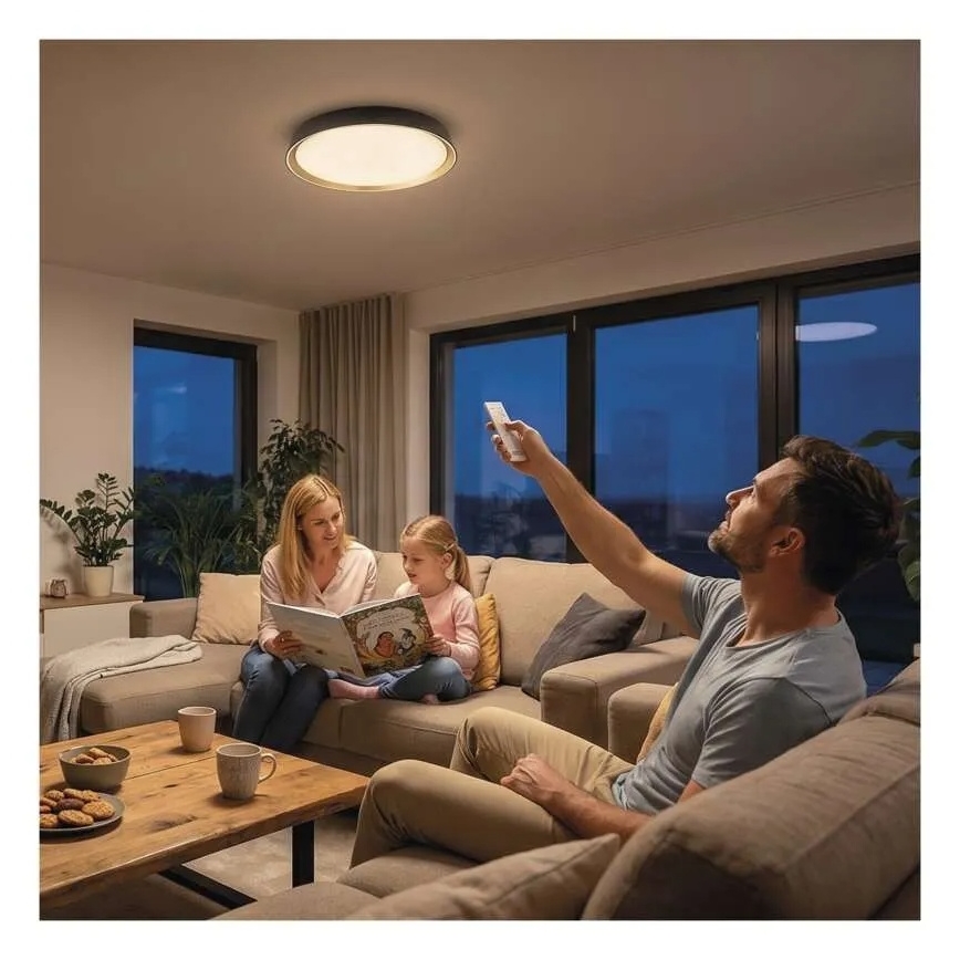 Dimeriuojamas LED lubinis šviestuvas ILVI LED/30W/230V 2700-6500K skersmuo 40 cm juoda/žalvaris + nuotolinis valdymas