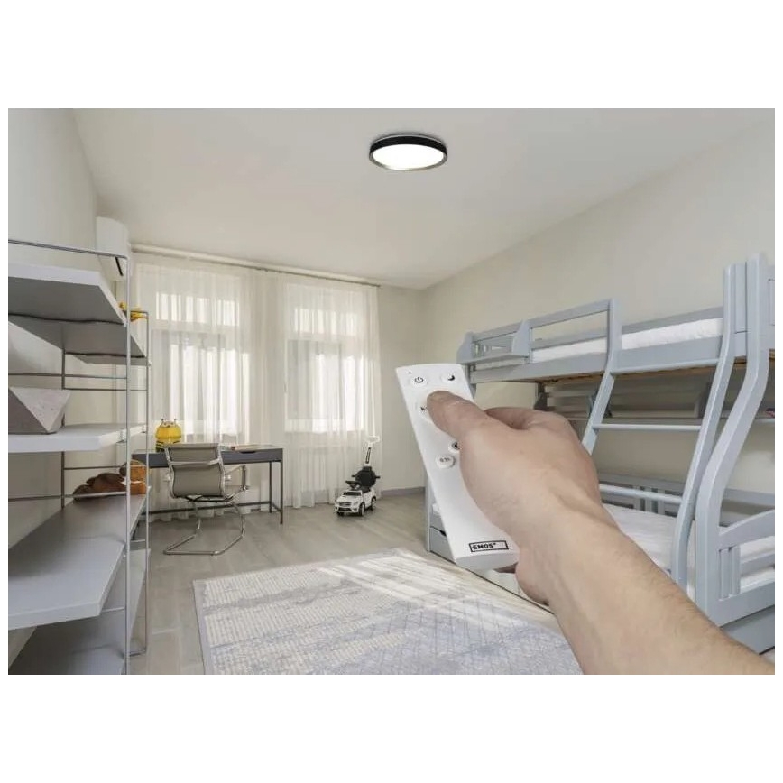 Dimeriuojamas LED lubinis šviestuvas ILVI LED/30W/230V 2700-6500K skersmuo 40 cm juoda/žalvaris + nuotolinis valdymas